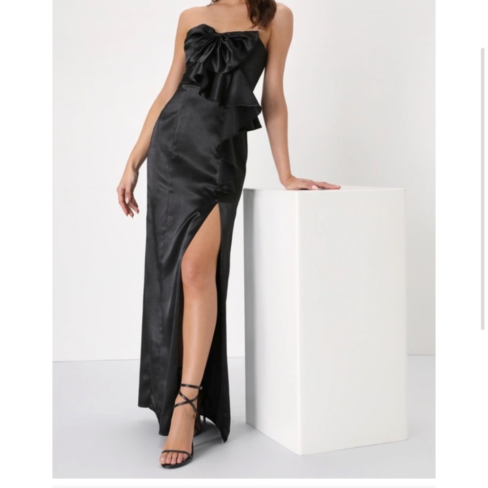 Hollywood Black Satin Dress